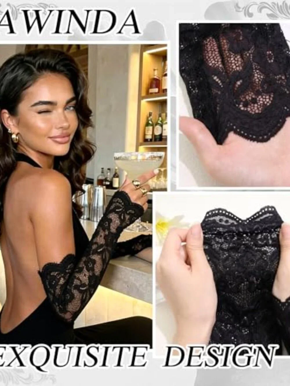 Elegant Floral Lace Gloves Fingerless Bridal Arm Sleeves